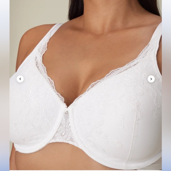 Playtex Gorgeous Look Embroidered Underwire Bra White 44D Style 7576 - Picture 7 of 10